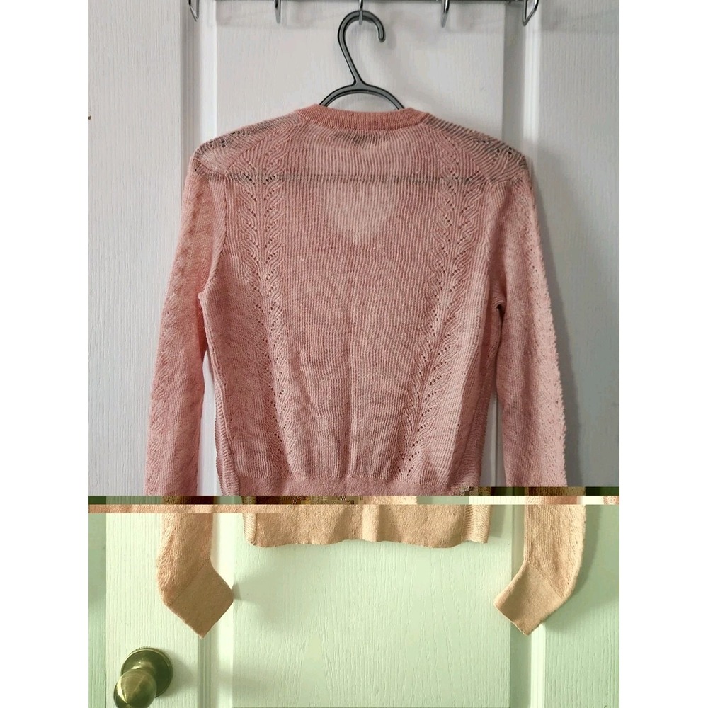 Veronica Beard Kellan Twist Front Sweater PInk Semi Sheer Linen Blend Womens XS - Picture 5 of 10
